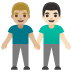 👨🏼‍🤝‍👨🏻 men holding hands: medium-light skin tone, light skin tone display on Google